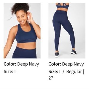 Cute gym outfit sports bra and leggings.